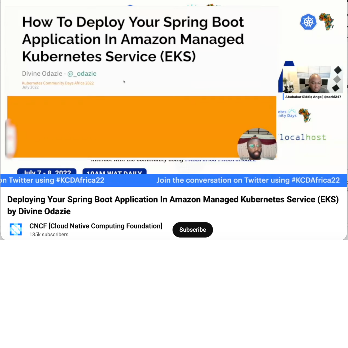 Divine Odazie speaking at KCD Africa 2022 — Deploying Spring Boot on Amazon EKS